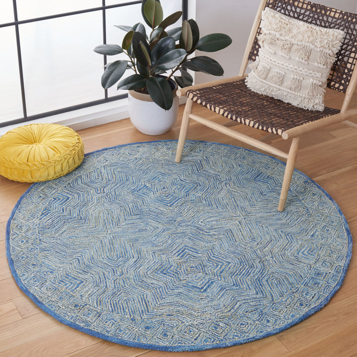 SAFAVIEH Micro-Loop Collection MLP975M Handmade Blue Rug Image 2