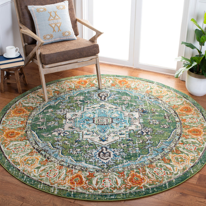 SAFAVIEH Monaco Collection MNC207Y Green / Turquoise Rug Image 2