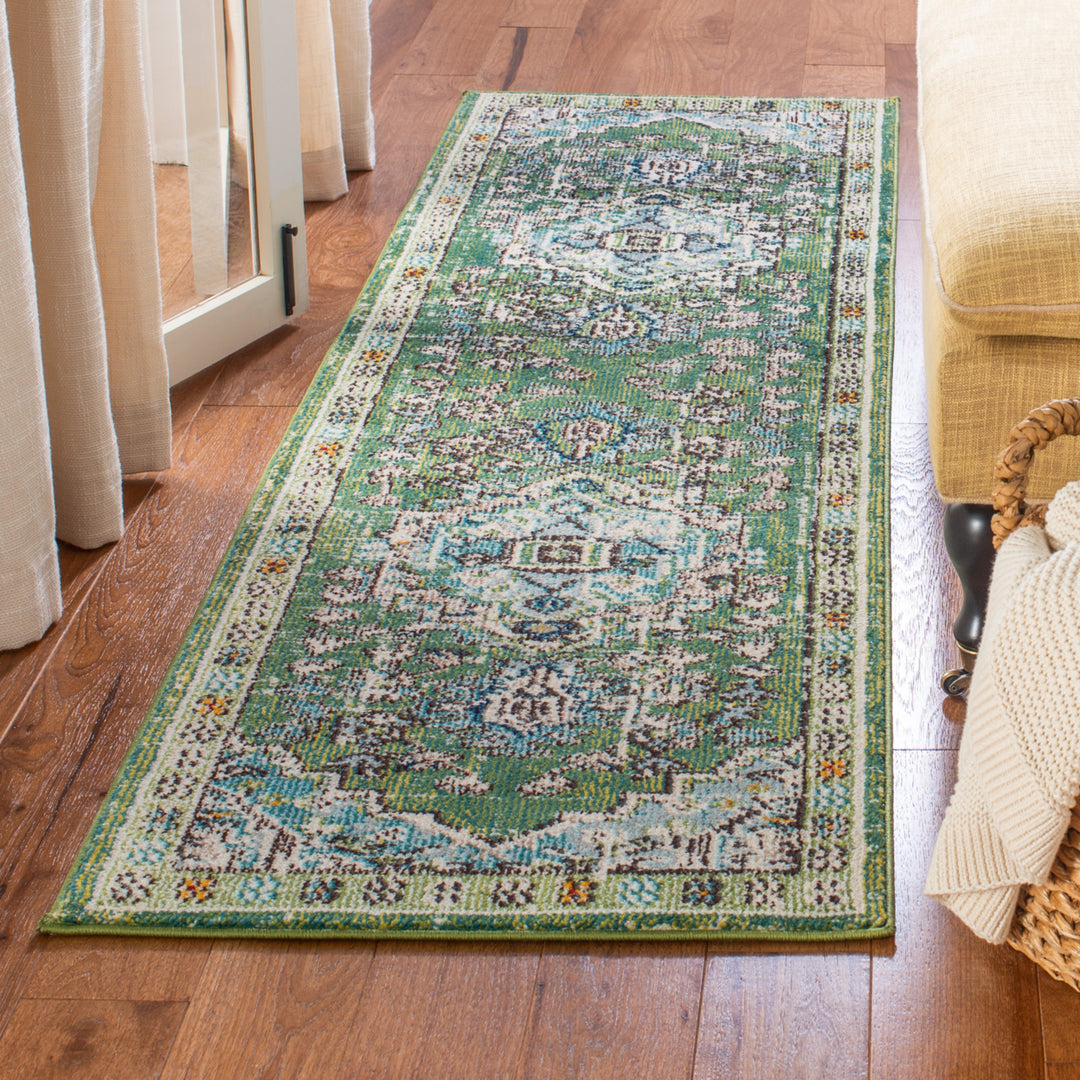 SAFAVIEH Monaco Collection MNC207Y Green / Turquoise Rug Image 3