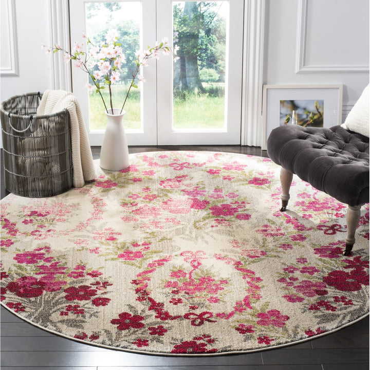 SAFAVIEH Monaco Collection MNC205R Ivory / Pink Rug Image 9