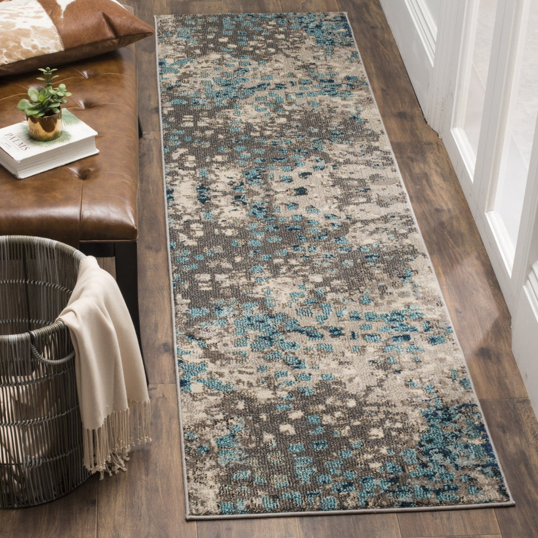 SAFAVIEH Monaco Collection MNC225E Grey / Light Blue Rug Image 3