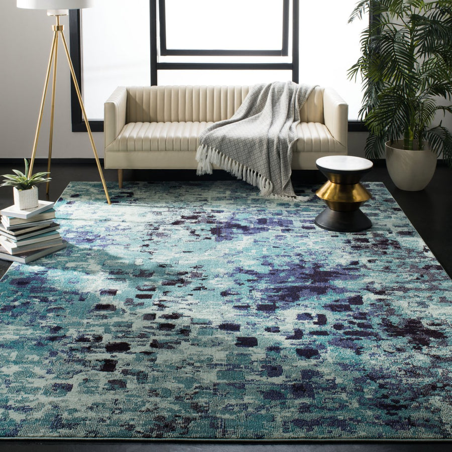 SAFAVIEH Monaco Collection MNC225J Light Blue / Multi Rug Image 1