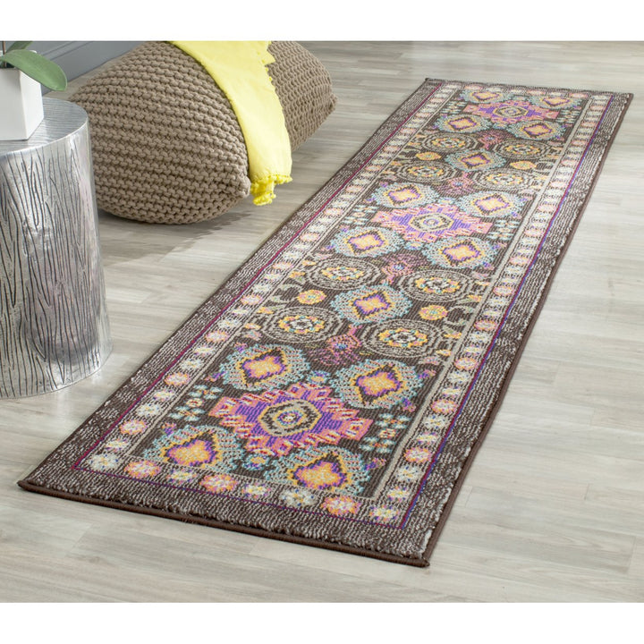 SAFAVIEH Monaco Collection MNC240B Brown / Multi Rug Image 3