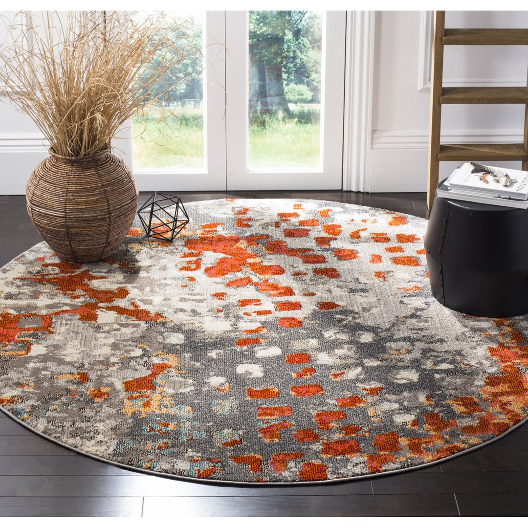 SAFAVIEH Monaco Collection MNC225H Grey / Orange Rug Image 2