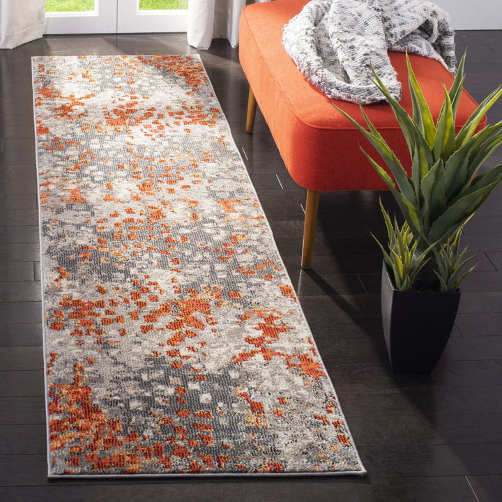 SAFAVIEH Monaco Collection MNC225H Grey / Orange Rug Image 3