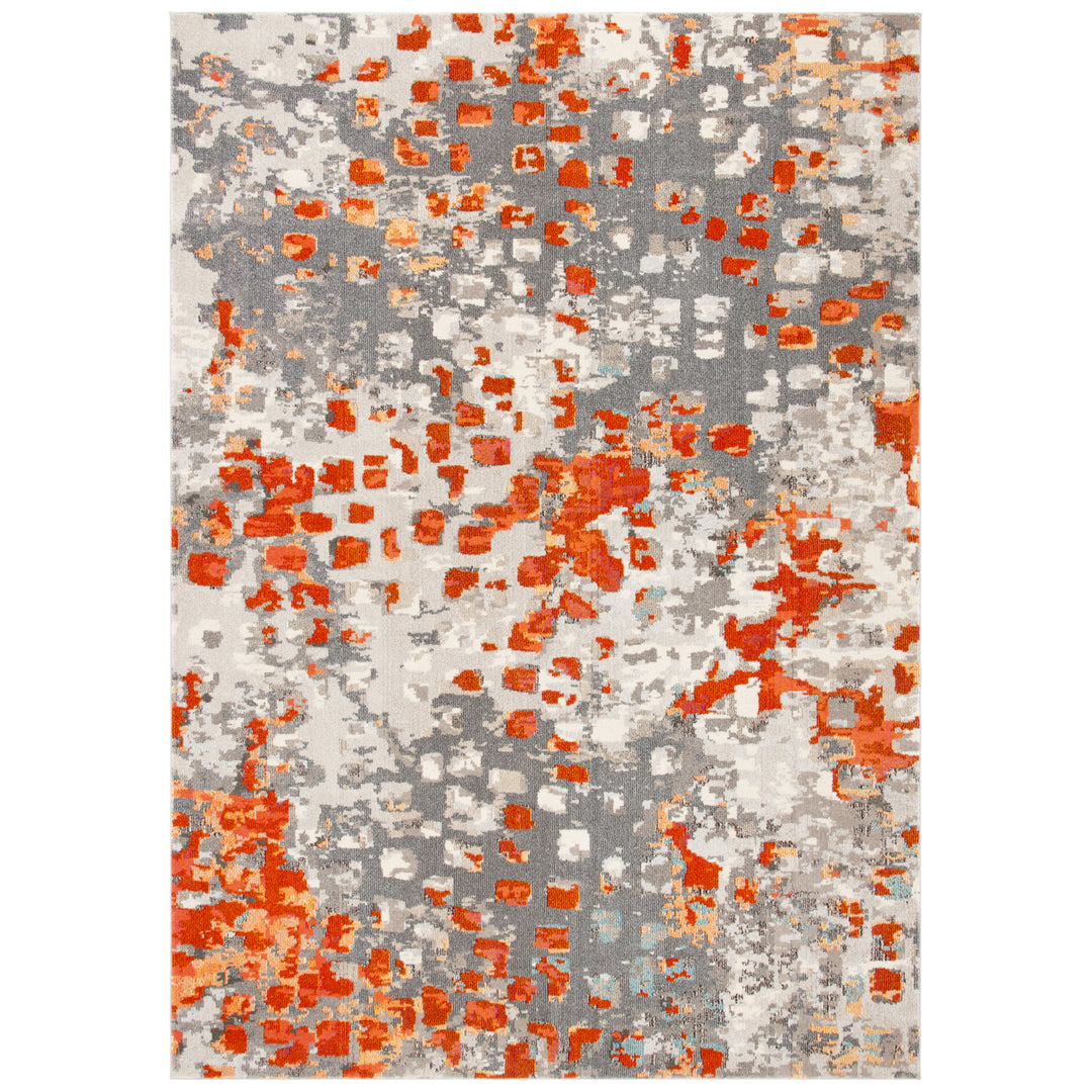 SAFAVIEH Monaco Collection MNC225H Grey / Orange Rug Image 11