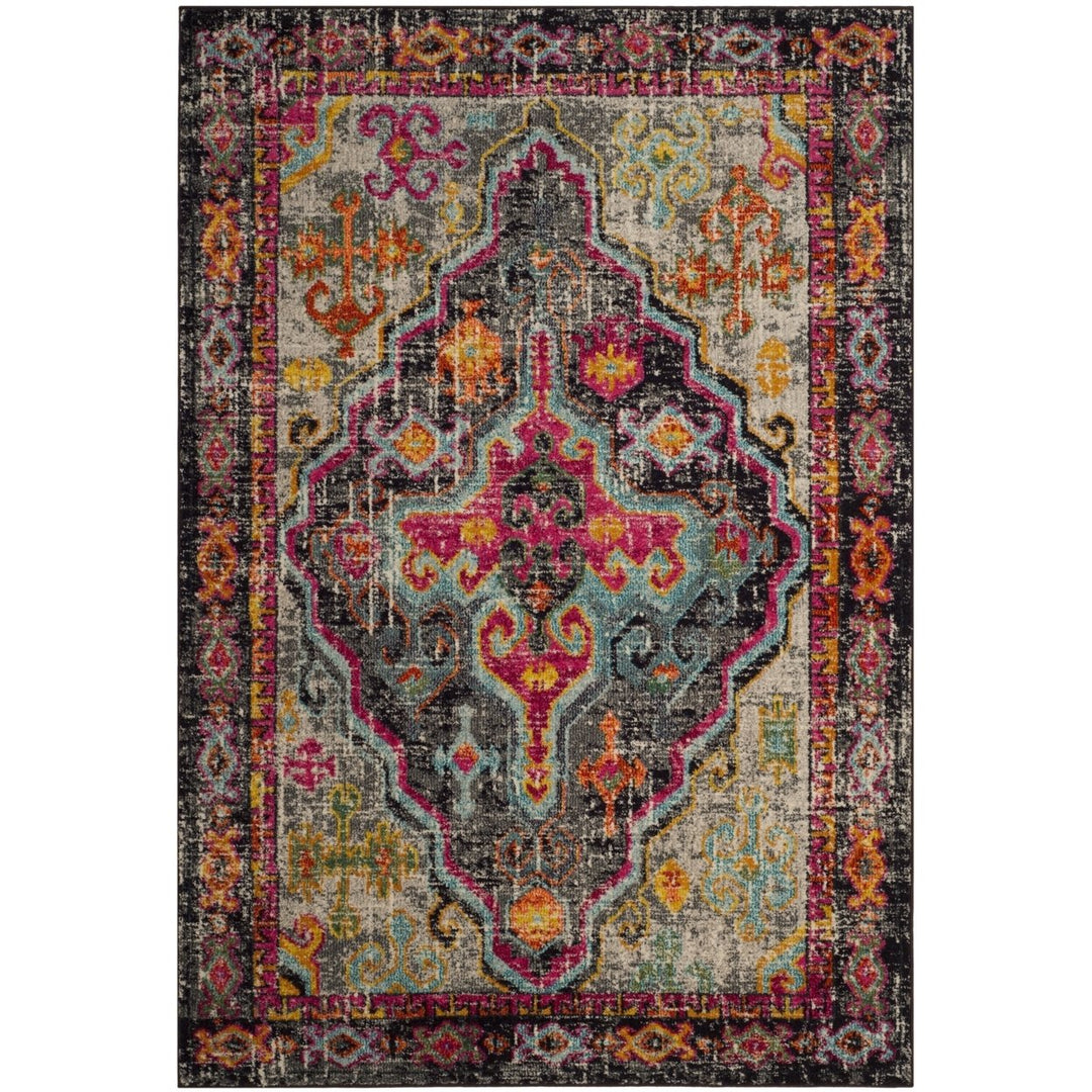 SAFAVIEH Monaco Collection MNC247R Grey / Fuchsia Rug Image 1