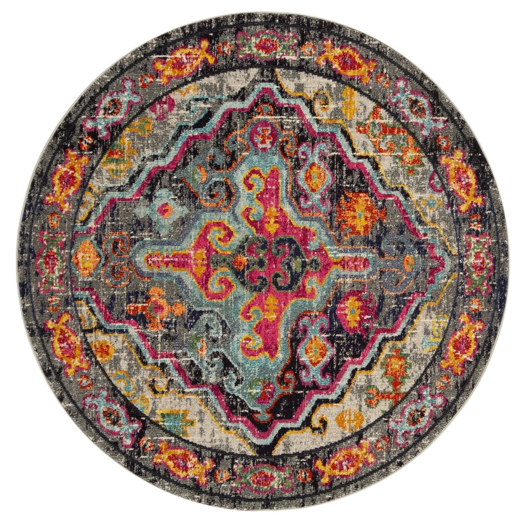 SAFAVIEH Monaco Collection MNC247R Grey / Fuchsia Rug Image 1