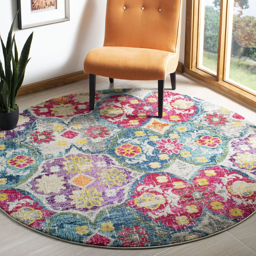 SAFAVIEH Monaco Collection MNC248R Grey / Fuchsia Rug Image 2