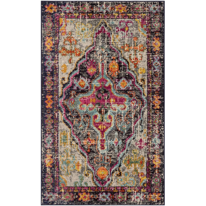 SAFAVIEH Monaco Collection MNC247R Grey / Fuchsia Rug Image 1