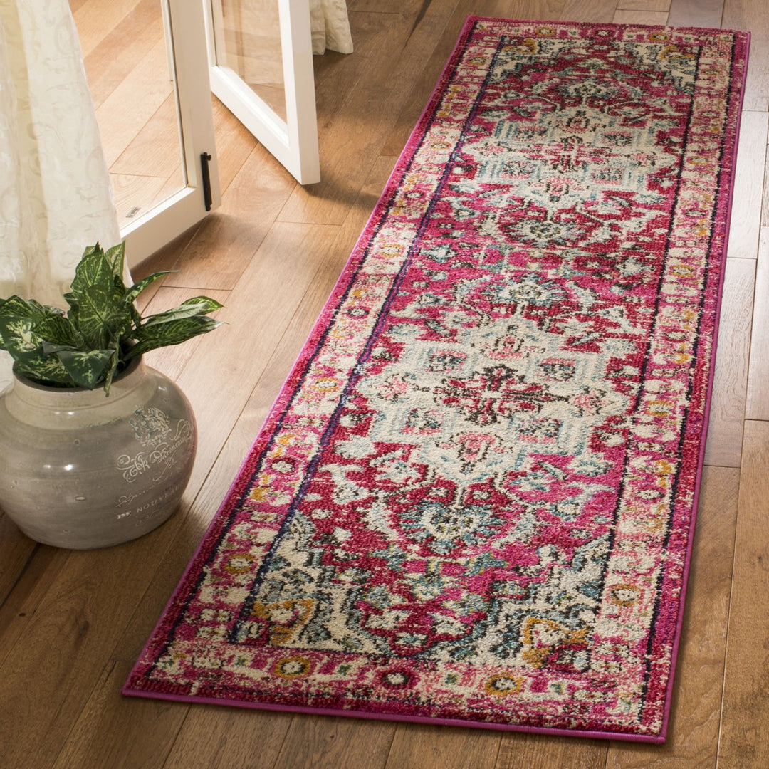 SAFAVIEH Monaco MNC250J Fuchsia / Light Blue Rug Image 3