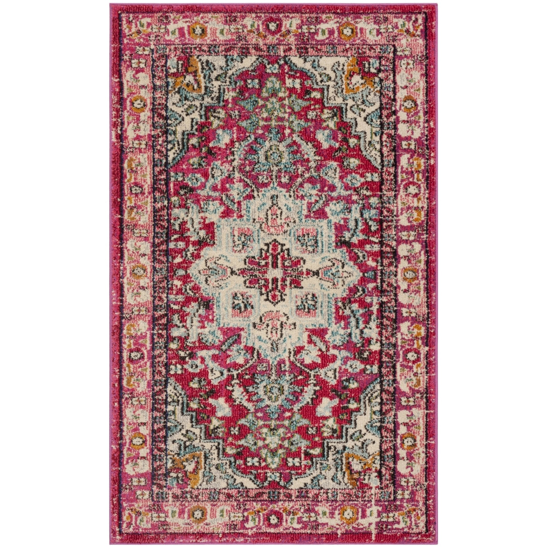 SAFAVIEH Monaco MNC250J Fuchsia / Light Blue Rug Image 8