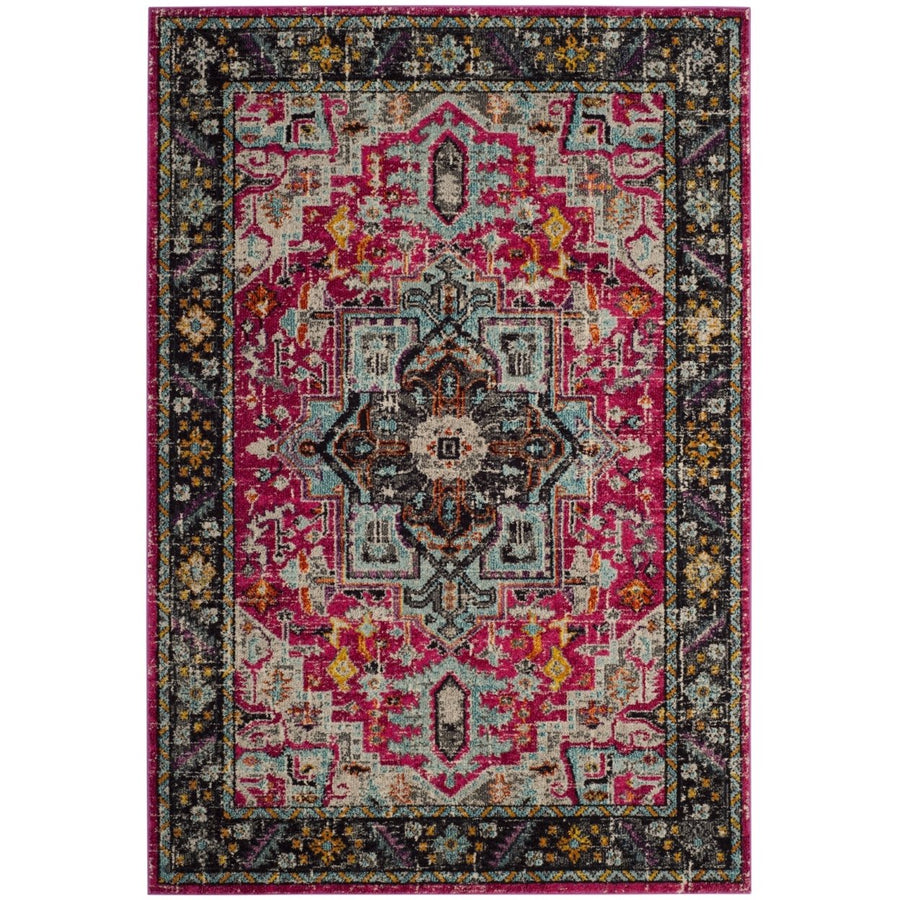 SAFAVIEH Monaco Collection MNC253J Fuchsia / Grey Rug Image 1