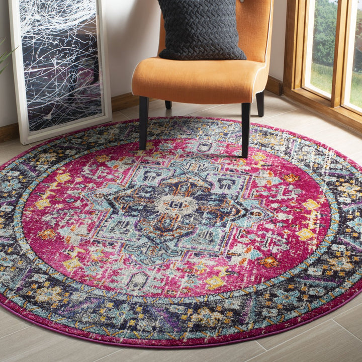 SAFAVIEH Monaco Collection MNC253J Fuchsia / Grey Rug Image 2