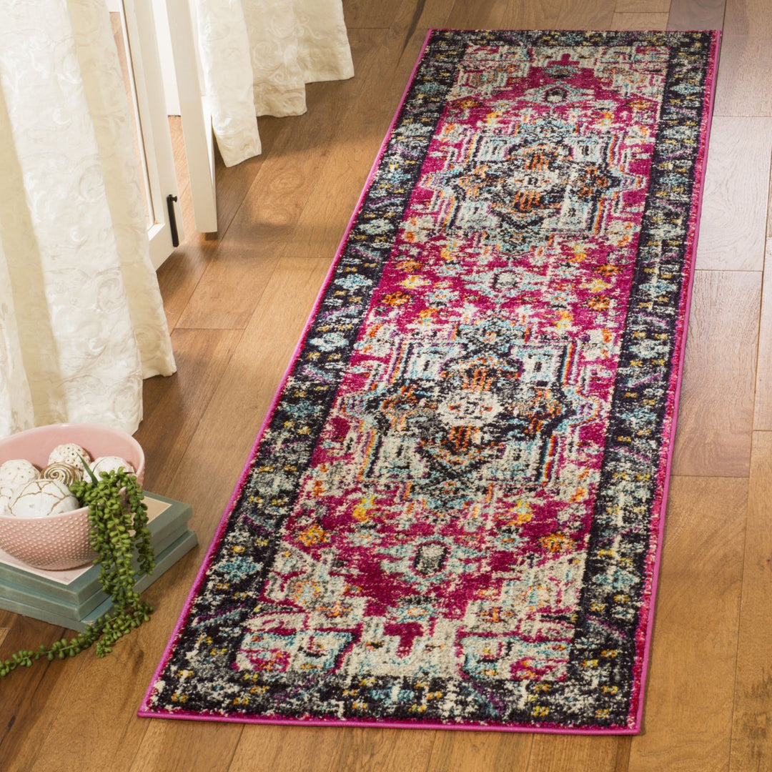 SAFAVIEH Monaco Collection MNC253J Fuchsia / Grey Rug Image 3