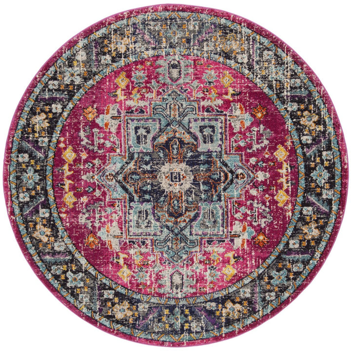 SAFAVIEH Monaco Collection MNC253J Fuchsia / Grey Rug Image 4