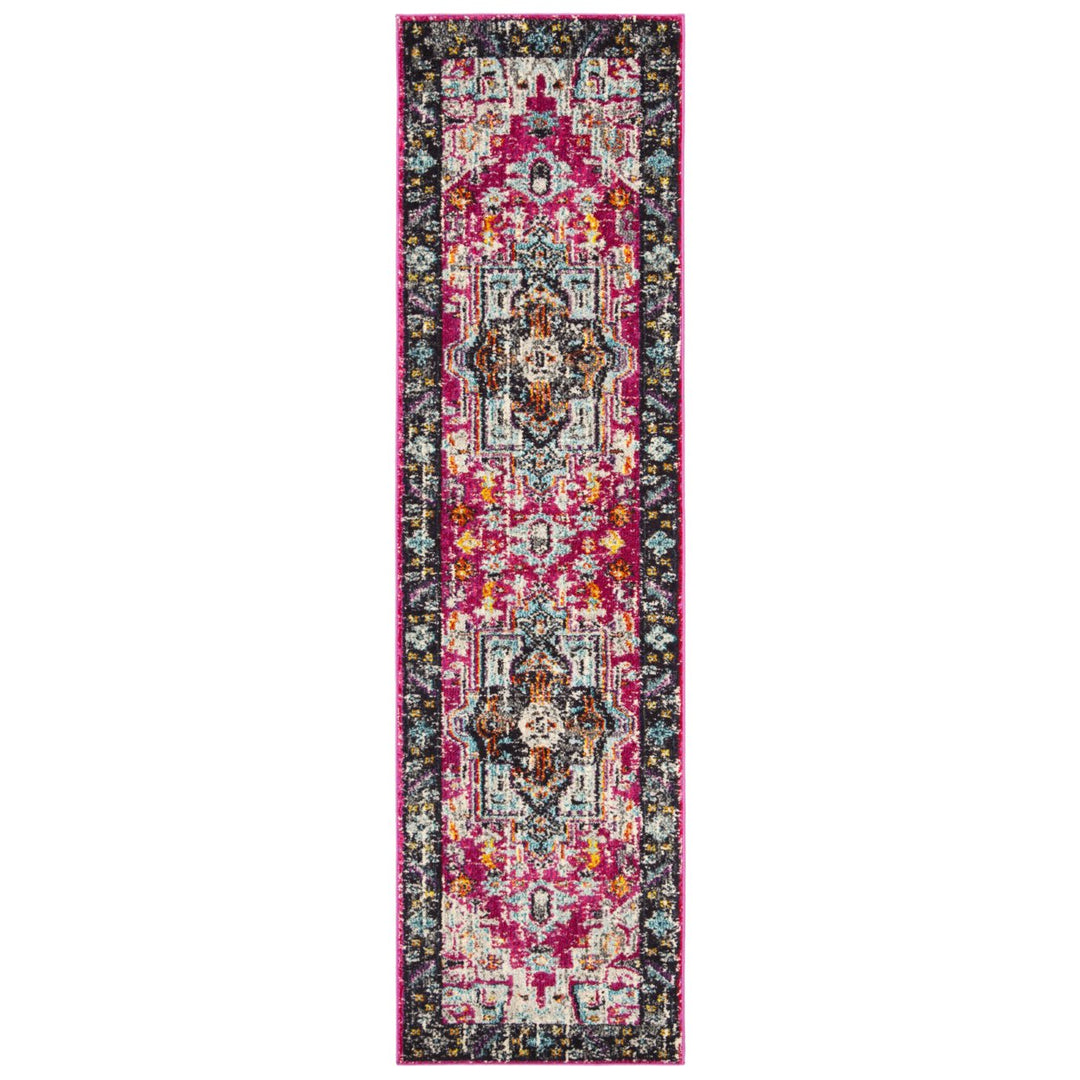 SAFAVIEH Monaco Collection MNC253J Fuchsia / Grey Rug Image 5