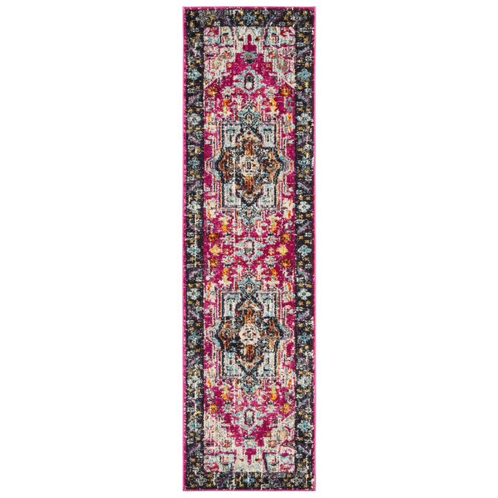 SAFAVIEH Monaco Collection MNC253J Fuchsia / Grey Rug Image 5