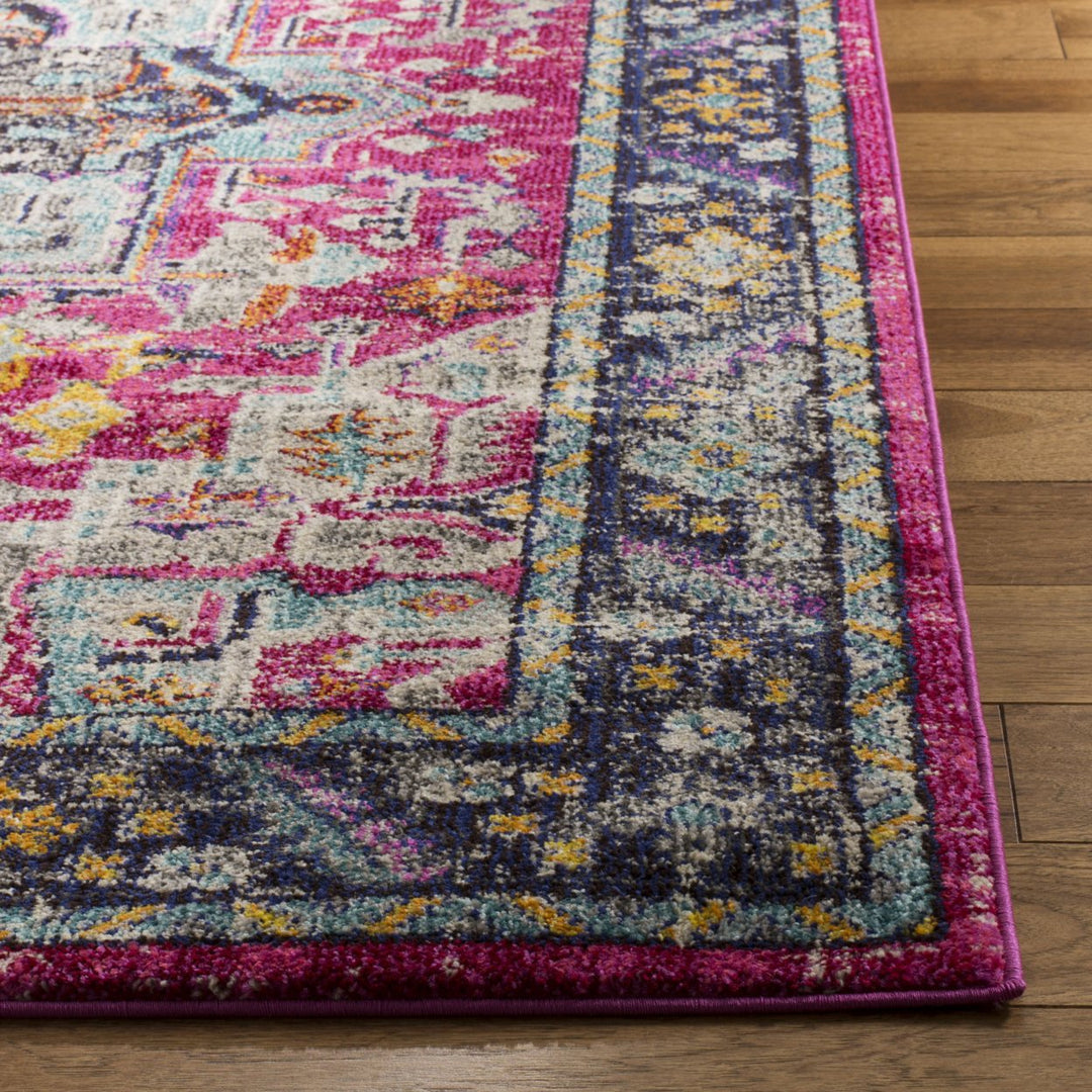 SAFAVIEH Monaco Collection MNC253J Fuchsia / Grey Rug Image 7