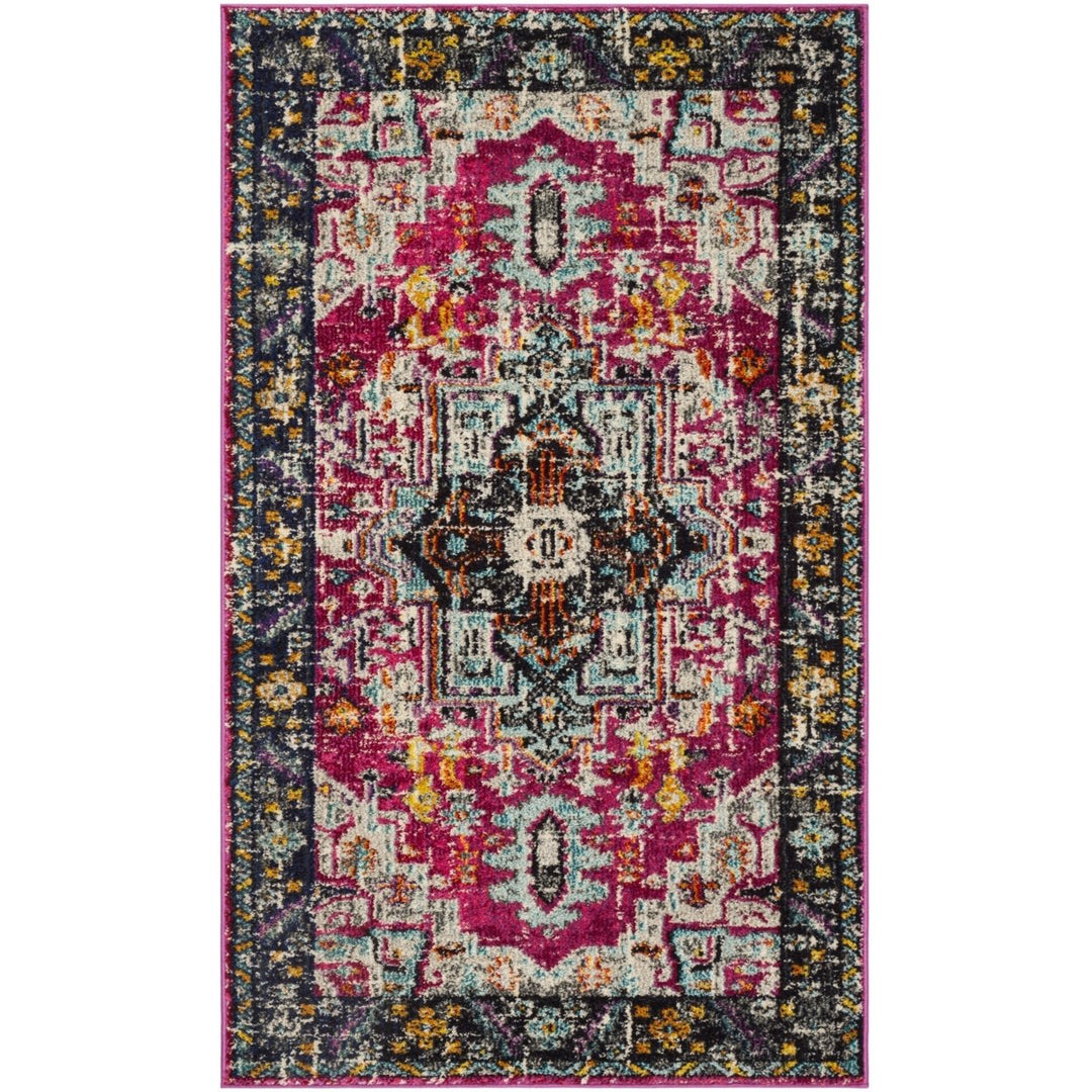 SAFAVIEH Monaco Collection MNC253J Fuchsia / Grey Rug Image 8