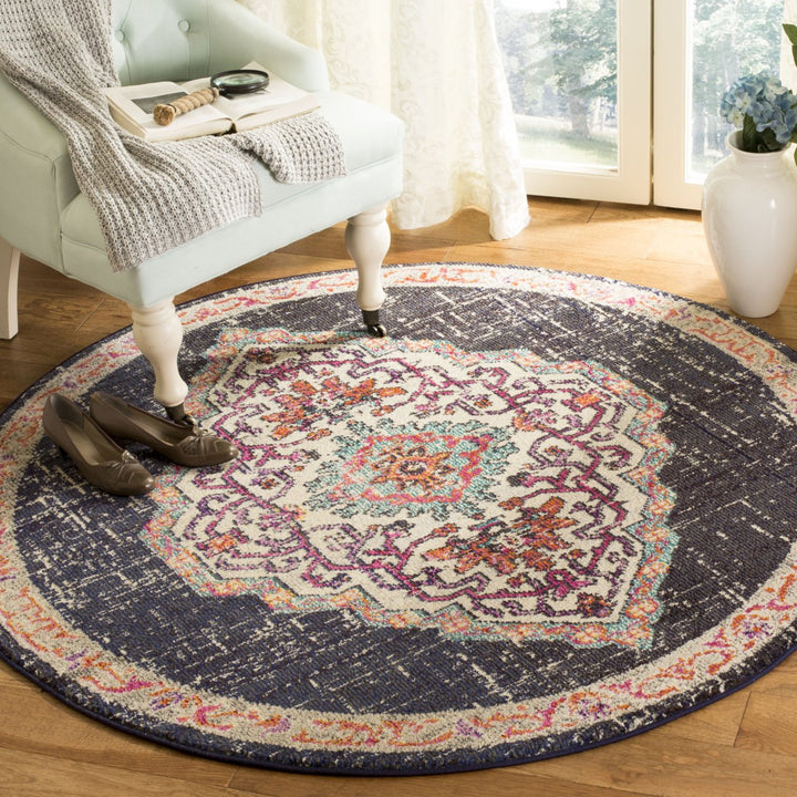 SAFAVIEH Monaco Collection MNC254Z Black / Blue Rug Image 2