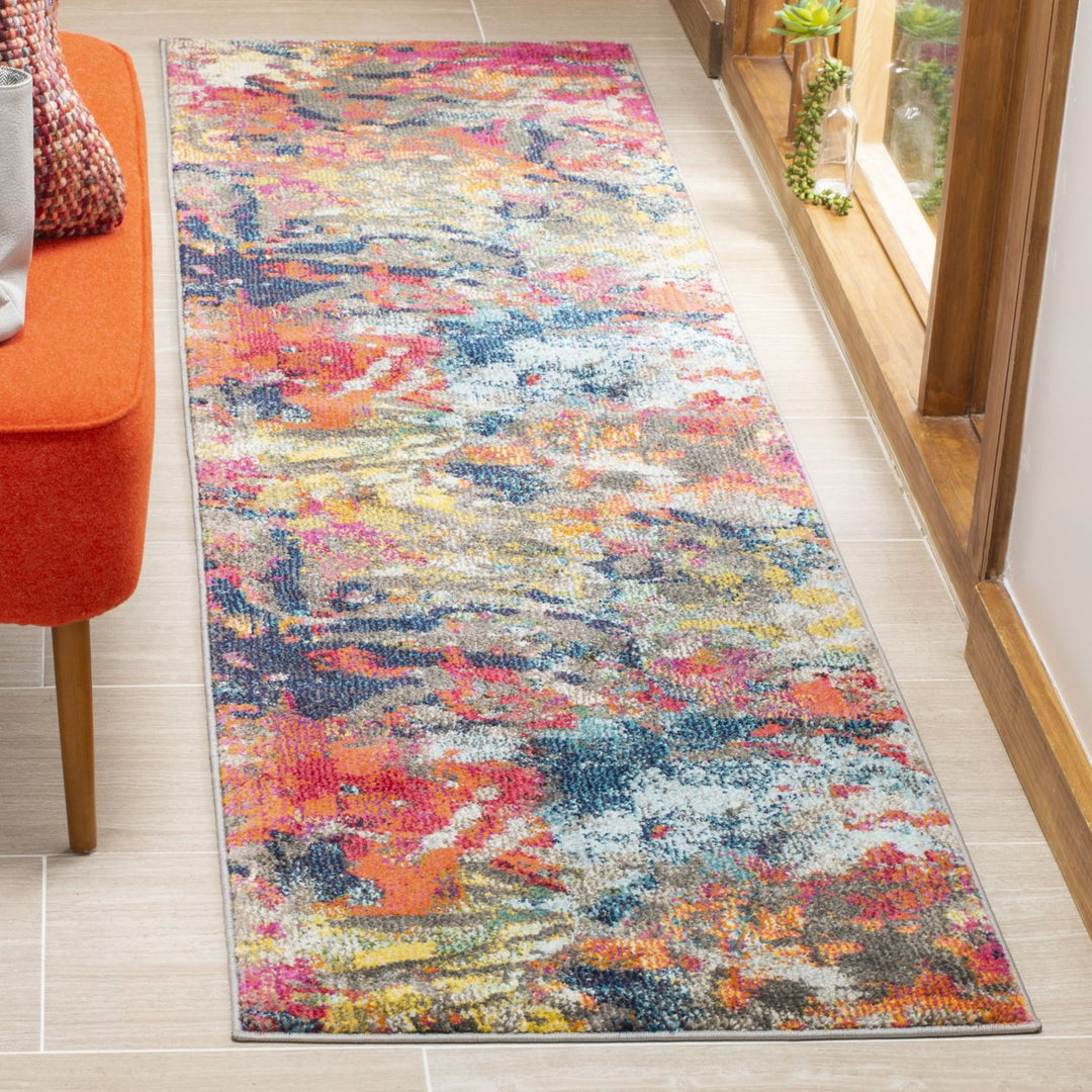 SAFAVIEH Monaco Collection MNC258M Blue / Orange Rug Image 3