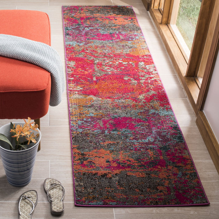 SAFAVIEH Monaco Collection MNC261R Fuchsia / Blue Rug Image 3