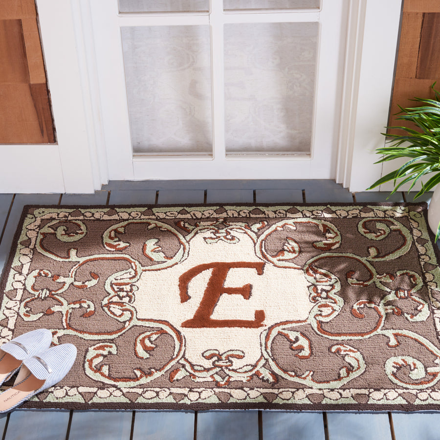 SAFAVIEH Monogram Collection MON214E Mocha Rug Image 1