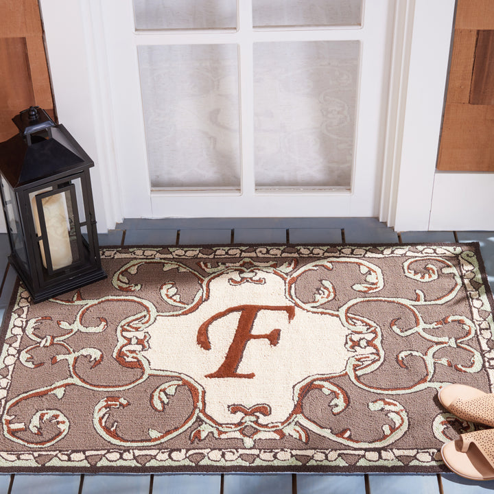 SAFAVIEH Monogram Collection MON214F Mocha Rug Image 1