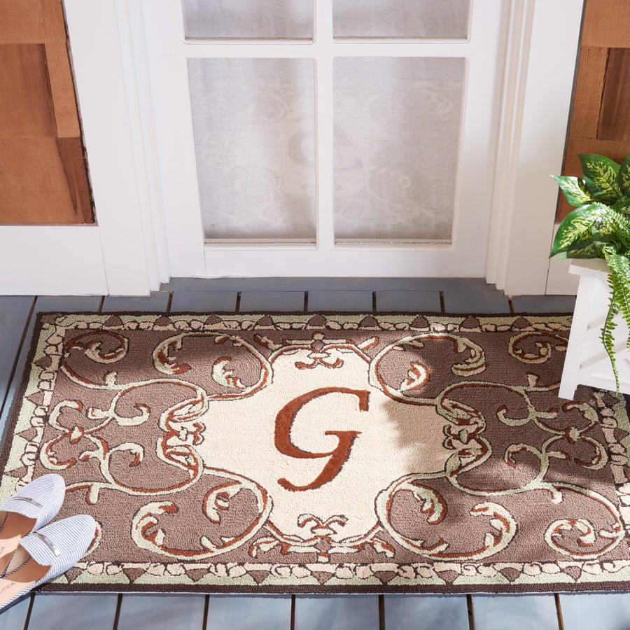 SAFAVIEH Monogram Collection MON214G Mocha Rug Image 1