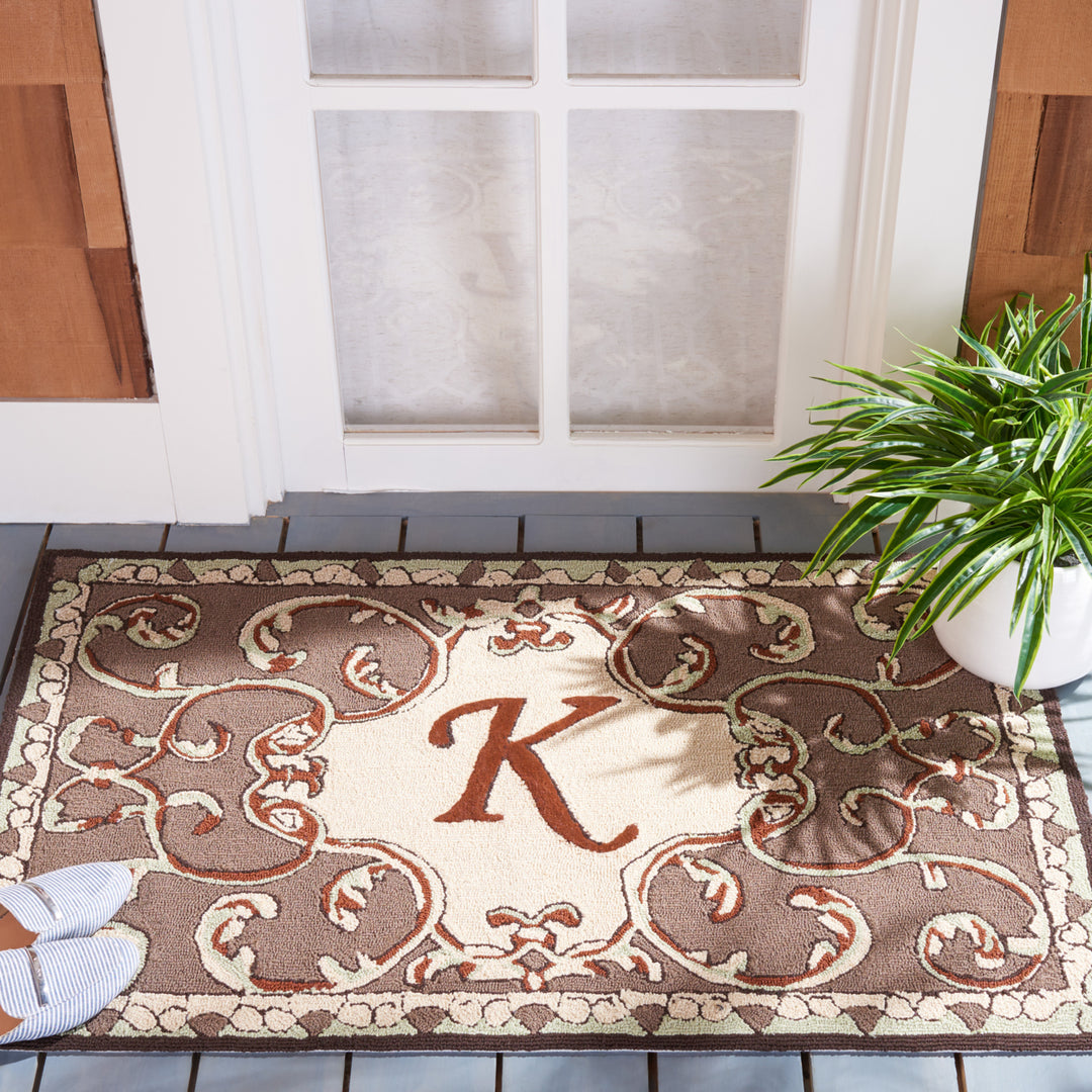 SAFAVIEH Monogram Collection MON214K Mocha Rug Image 1