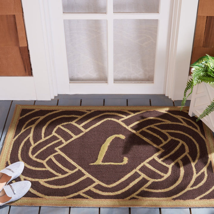 SAFAVIEH Monogram Collection MON215L Chocolate Rug Image 1