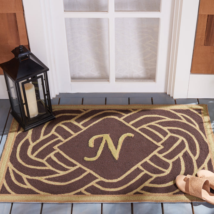 SAFAVIEH Monogram Collection MON215N Chocolate Rug Image 1