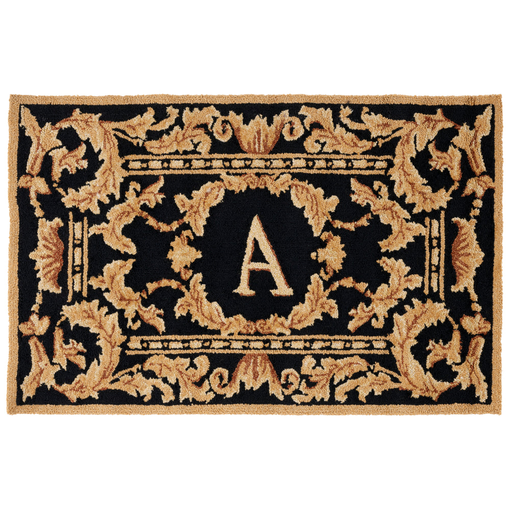 SAFAVIEH Monogram Collection MON219A Hand-hooked Black Rug Image 2