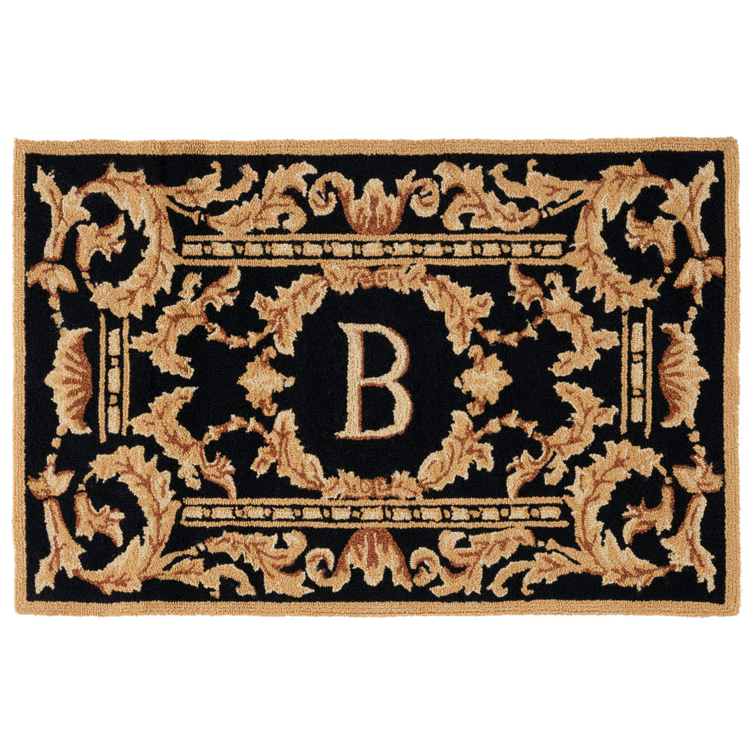 SAFAVIEH Monogram Collection MON219B Hand-hooked Black Rug Image 2