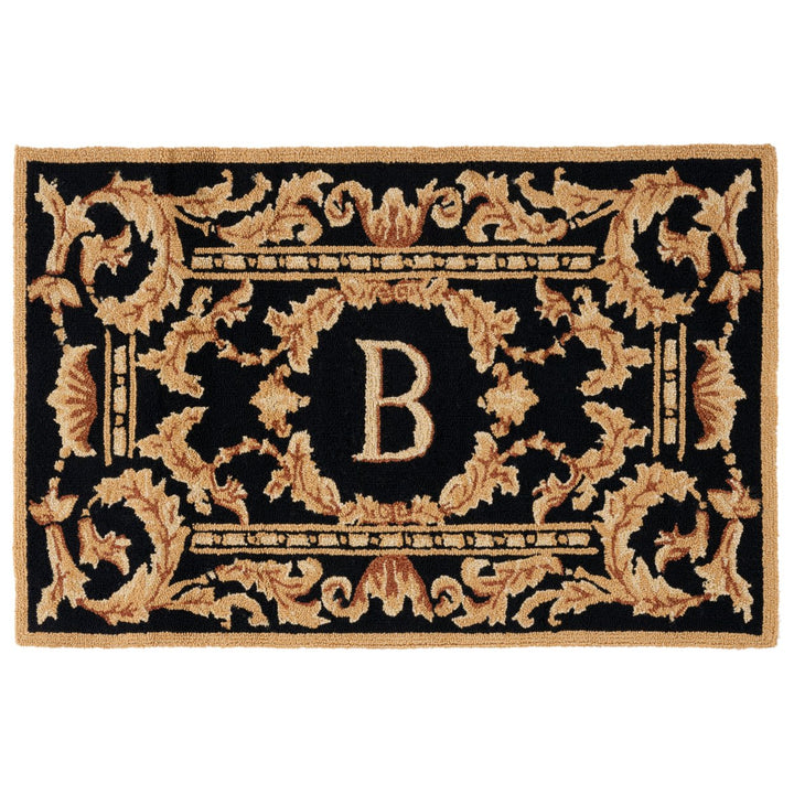 SAFAVIEH Monogram Collection MON219B Hand-hooked Black Rug Image 1