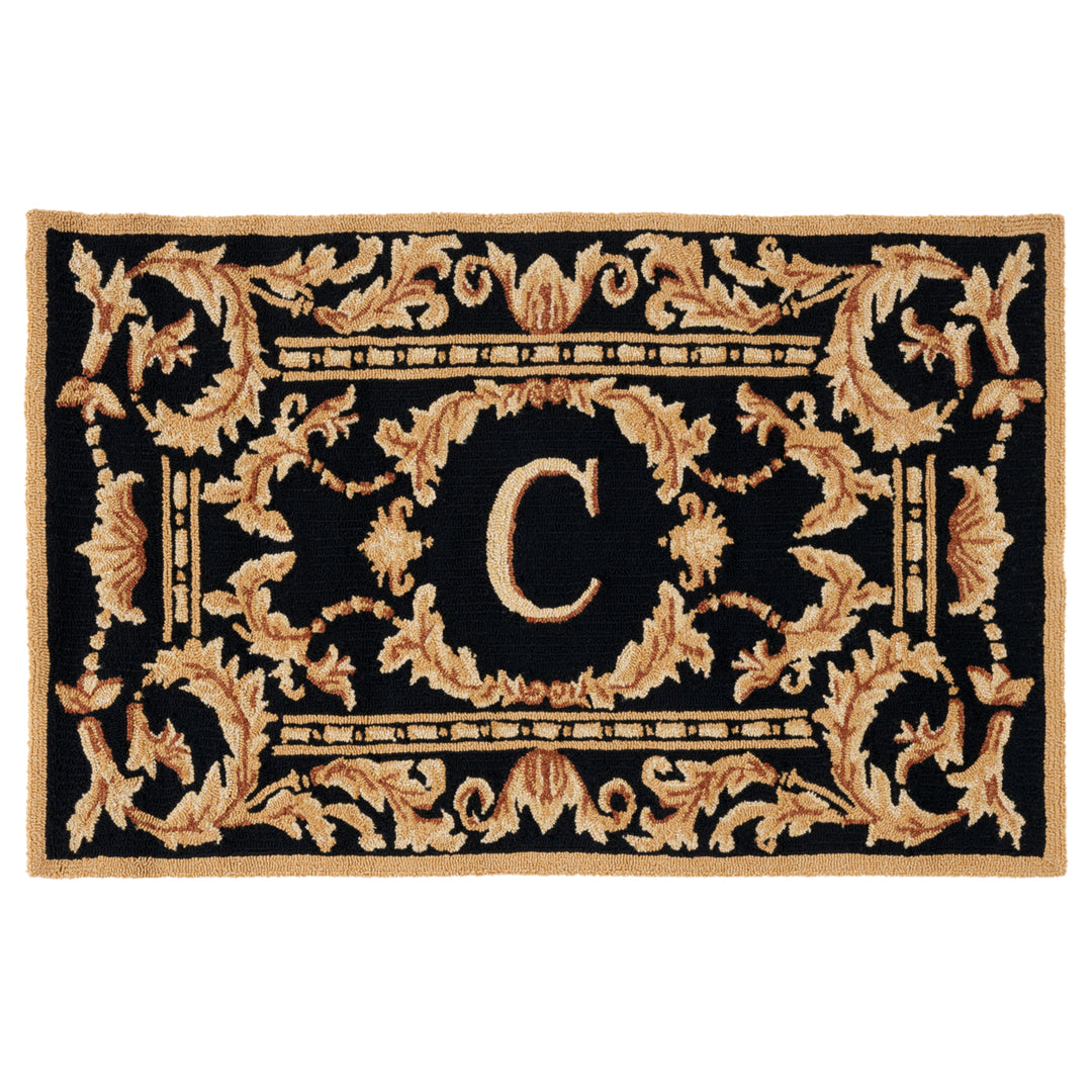 SAFAVIEH Monogram Collection MON219C Hand-hooked Black Rug Image 1