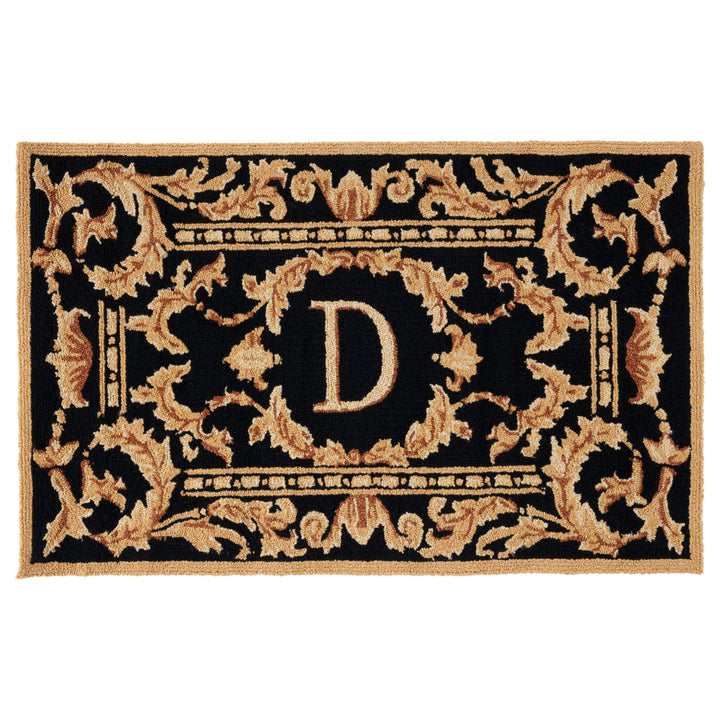 SAFAVIEH Monogram Collection MON219D Hand-hooked Black Rug Image 1