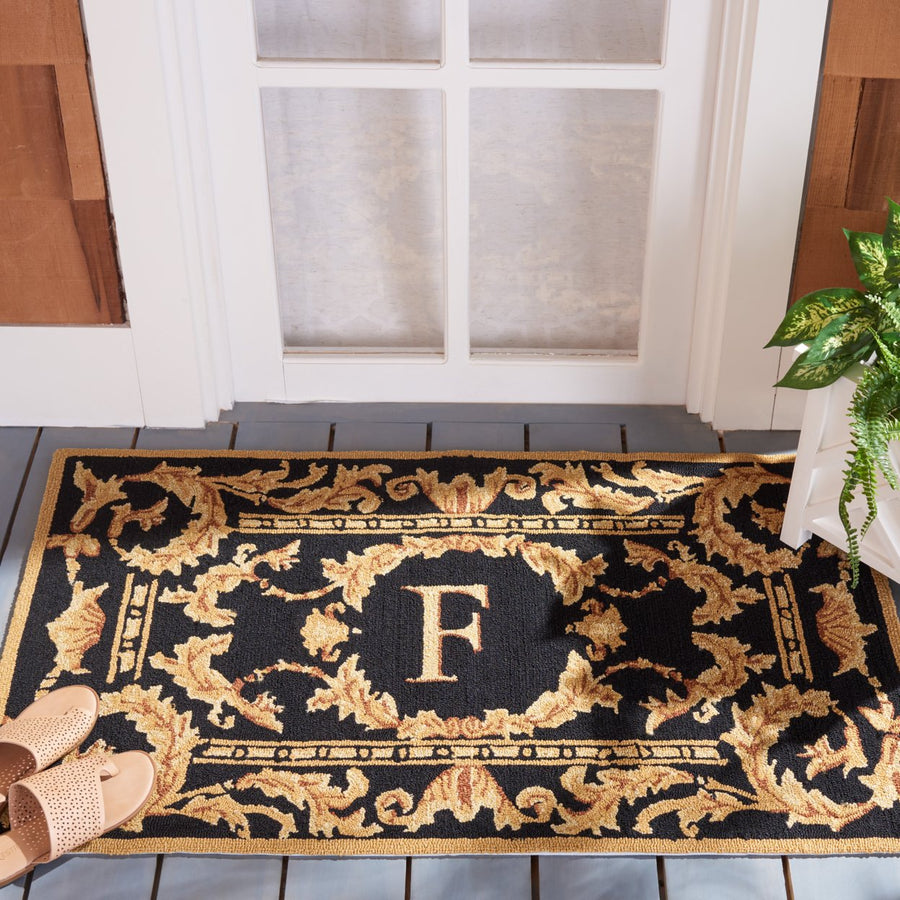 SAFAVIEH Monogram Collection MON219F Hand-hooked Black Rug Image 1