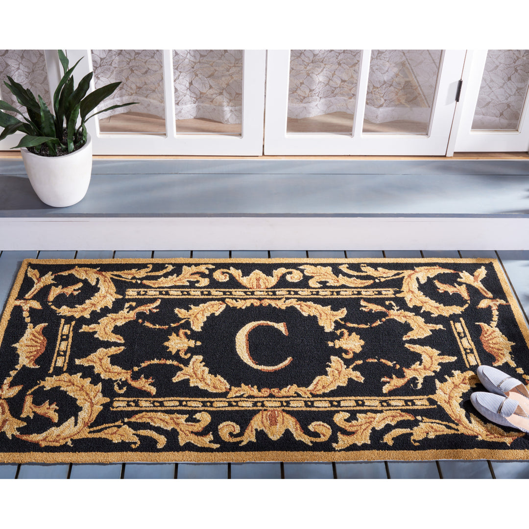 SAFAVIEH Monogram Collection MON219C Hand-hooked Black Rug Image 2