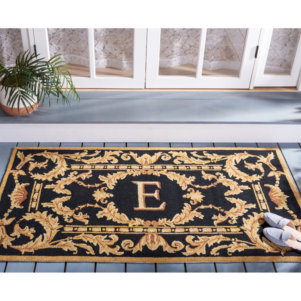 SAFAVIEH Monogram Collection MON219E Hand-hooked Black Rug Image 2