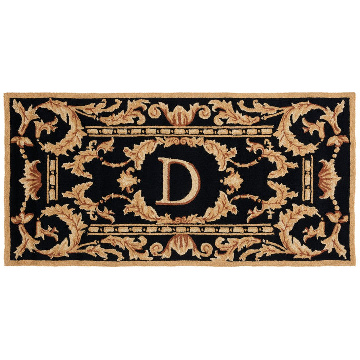 SAFAVIEH Monogram Collection MON219D Hand-hooked Black Rug Image 1