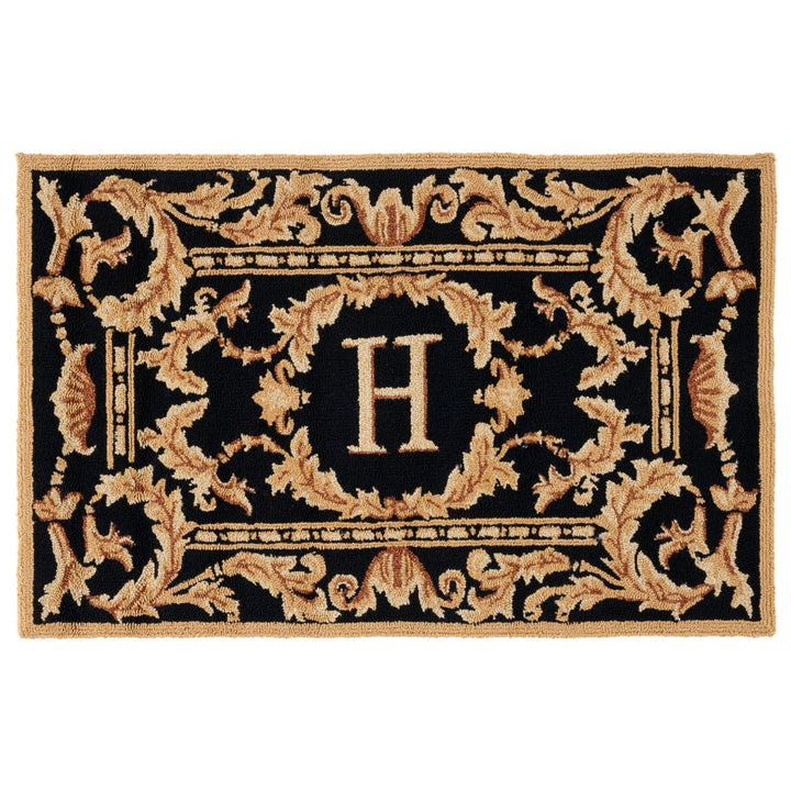 SAFAVIEH Monogram Collection MON219H Hand-hooked Black Rug Image 1