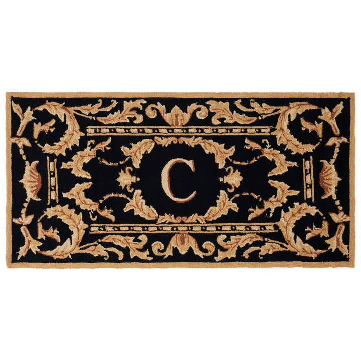 SAFAVIEH Monogram Collection MON219C Hand-hooked Black Rug Image 3