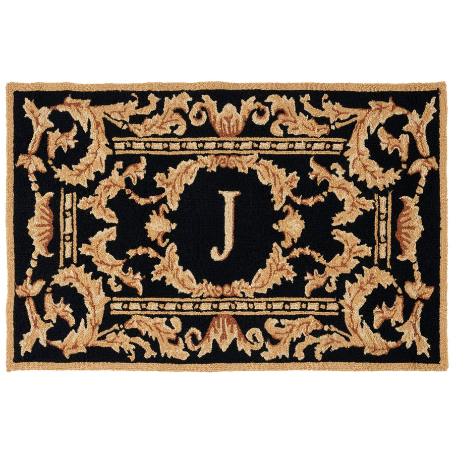 SAFAVIEH Monogram Collection MON219J Hand-hooked Black Rug Image 1