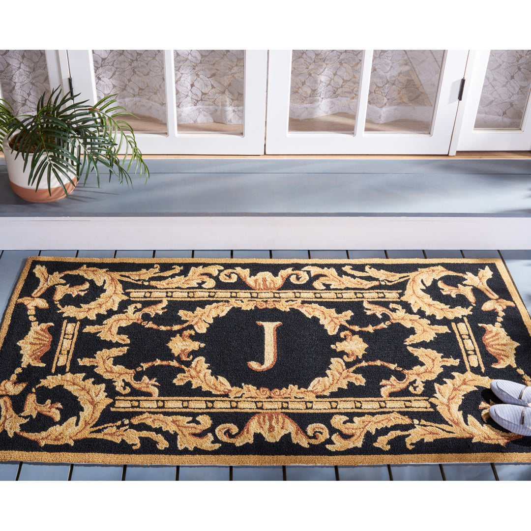 SAFAVIEH Monogram Collection MON219J Hand-hooked Black Rug Image 2