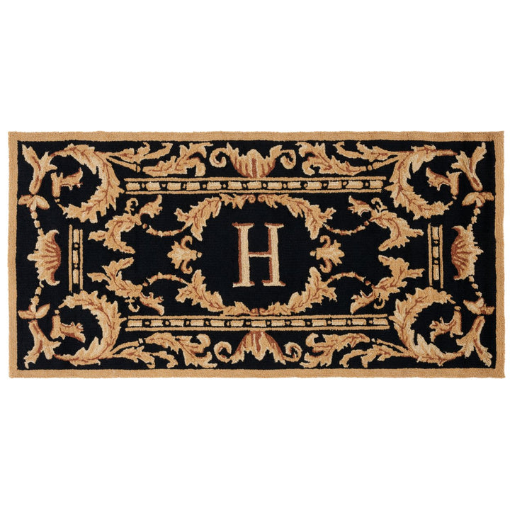 SAFAVIEH Monogram Collection MON219H Hand-hooked Black Rug Image 1