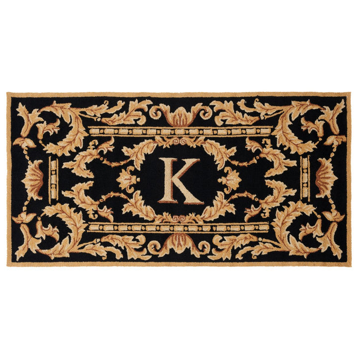 SAFAVIEH Monogram Collection MON219K Hand-hooked Black Rug Image 1