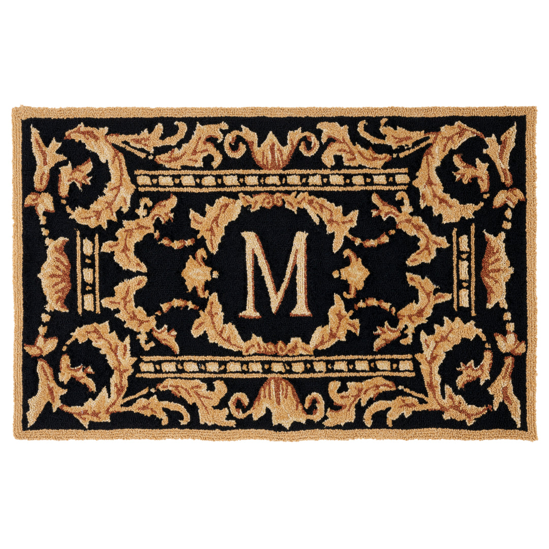 SAFAVIEH Monogram Collection MON219M Hand-hooked Black Rug Image 1