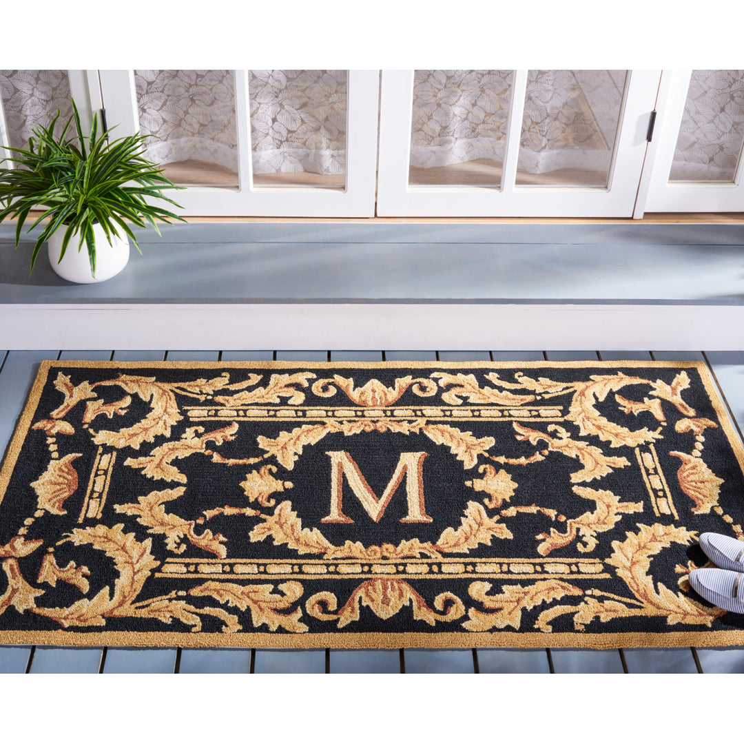 SAFAVIEH Monogram Collection MON219M Hand-hooked Black Rug Image 2